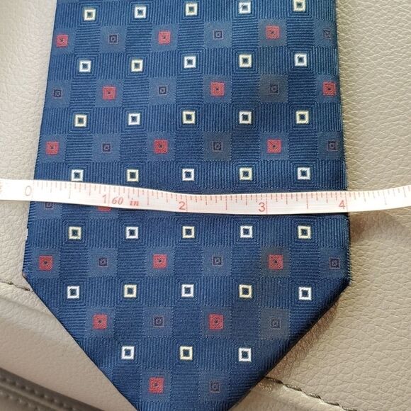 Byron navy blue 100% silk tie - Picture 8 of 8